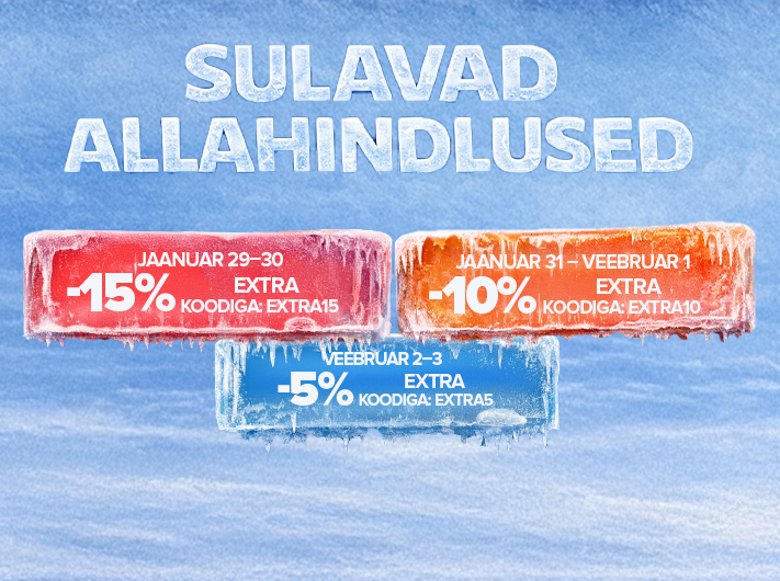 L&otilde;pum&uuml;&uuml;gi viimased p&auml;evad! Saa lisasoodustust koodidega EXTRA15, EXTRA10 ja EXTRA5. Kiirusta ja kasuta pakkumist kohe!